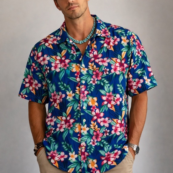 Tommy Hilfiger Other - Tommy Hilfiger Hawaiian Linen Cotton Blend Button Down T Shirt NWT Oversized